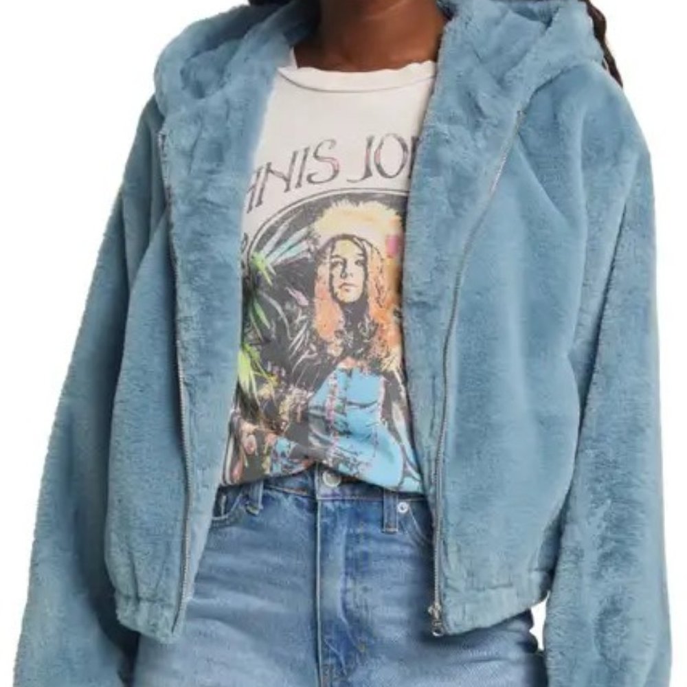 BP Hooded Faux Fur Jacket